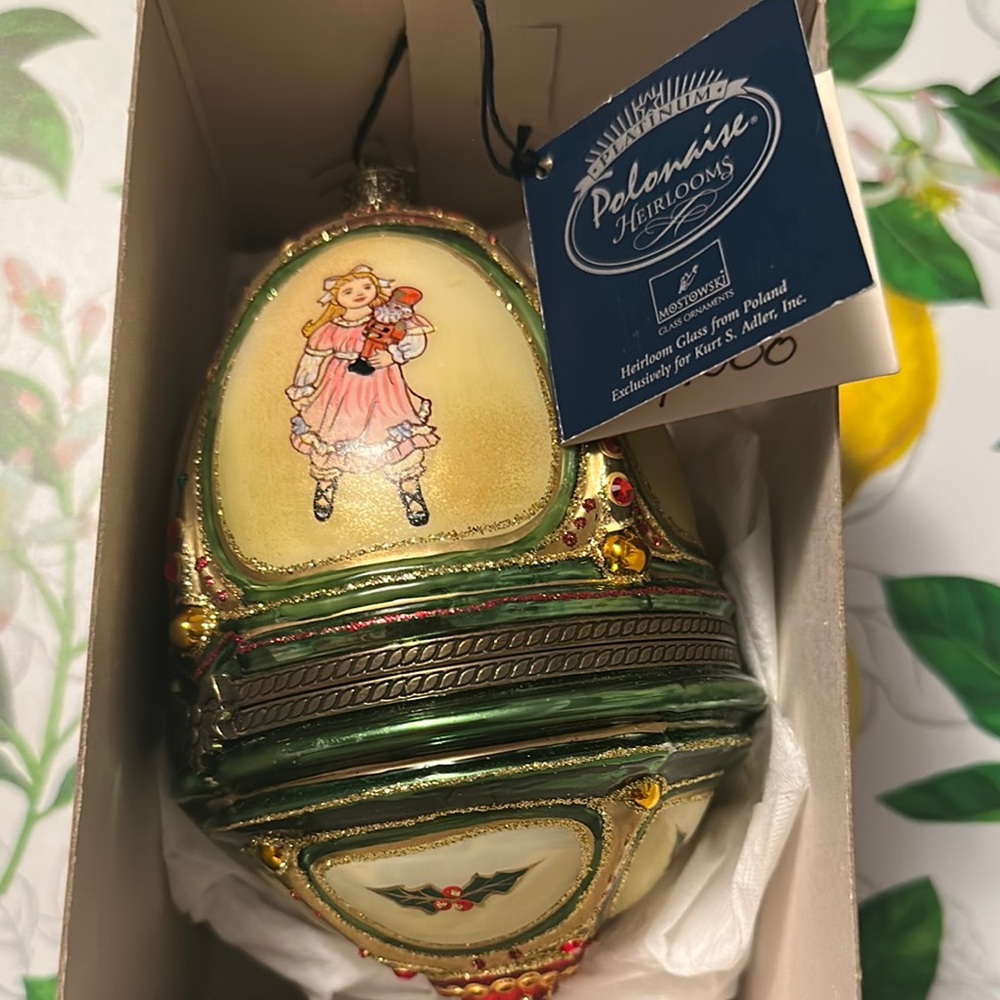 Mostowski Platinum Polonaise Heirlooms Glass Christmas Tree Egg Ornament
